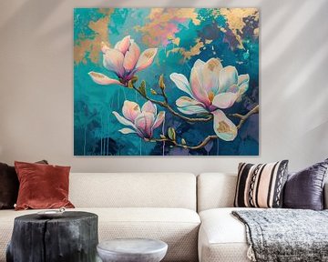 Peinture de fleurs en néon sur Caprices d'Art