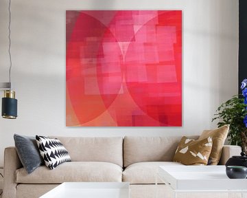 Modern abstract shapes in neon pink and orange by Dina Dankers