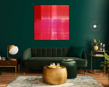 Modern abstract in bright pink and terra by Dina Dankers