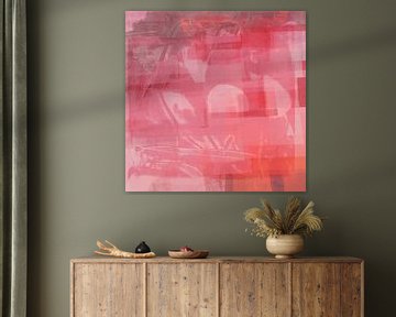 Abstrait moderne en rose tendre, orange et violet clair sur Dina Dankers