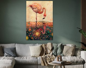 Flamingos Buntes Spiegelbild von Whale & Sons