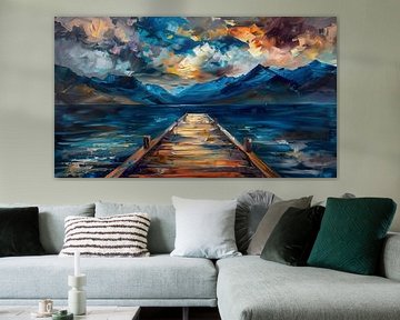 Pier onder de wolken abstract panorama van TheXclusive Art