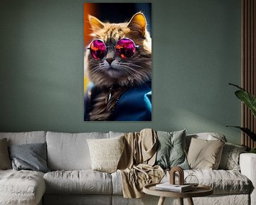 Hippie-Katze mit Sonnenbrille stehend Panorama von TheXclusive Art