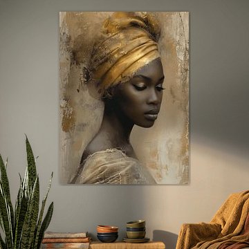 Portrait of an African woman, modern and partly abstract by Carla Van Iersel