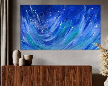 Blue waves acrylic painting by Karen Kaspar