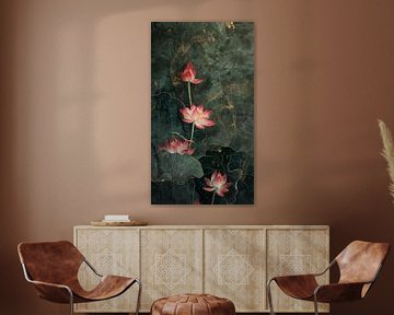 Lotus bloem roze staand panorama van TheXclusive Art