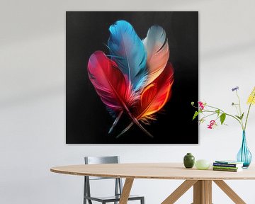 4 plumes en couleur sur TheXclusive Art