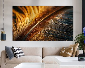 Gouden veer extreem closeup panorama van TheXclusive Art