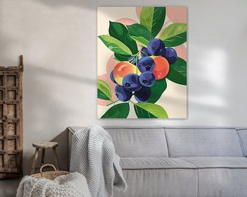Dance of leaves and and blueberries by Vlindertuin Art