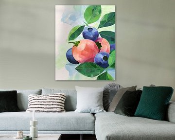 Fruitige Symfonie van blauwe bessen van Vlindertuin Art