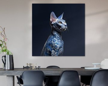 Die Katze mit dem Delfter Blau Tattoo von Studio Ypie