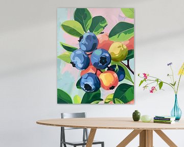 Soft Blue Summer Fruit by Vlindertuin Art