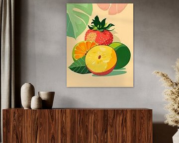 Zomerse Fruitcollage van Vlindertuin Art