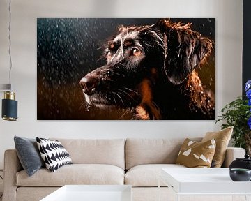 Dog in the rain with raindrops by Mustafa Kurnaz