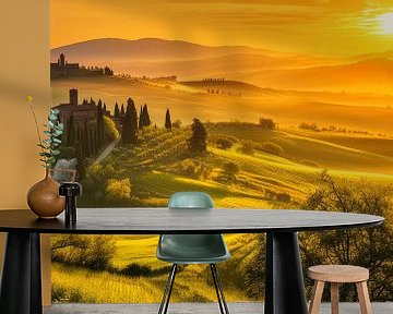 Golden Hour in Toscane, Italië van Vlindertuin-Art
