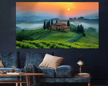 Foggy Morning in Tuscany by Vlindertuin Art