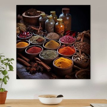 Sammlung von Kräutern und Gewürzen von Schwarzer Kaffee