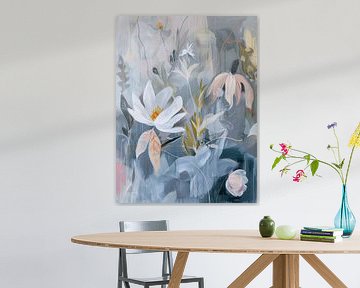 Abstrait botanique aux couleurs pastel sur Japandi Art Studio