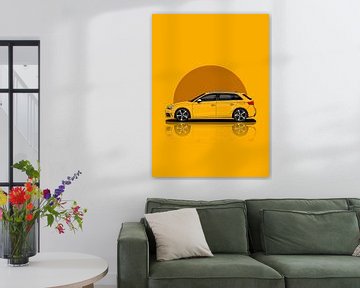 Kunstauto Audi RS3 geel van D.Crativeart