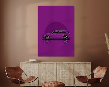 Kunstauto Audi RS3 paars van D.Crativeart