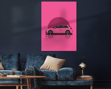 Kunstauto Audi RS3 roze van D.Crativeart