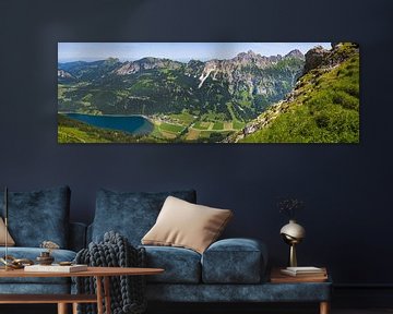 Panorama de montagne depuis la Krinnenspitze sur le lac Haldensee et les montagnes de Tannheim sur Walter G. Allgöwer