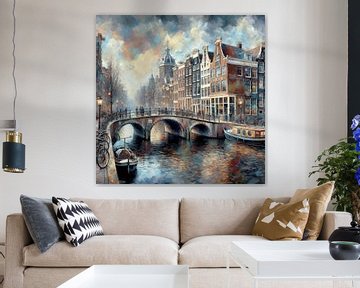 Amsterdams grachtje 3 van Yvonne van Huizen