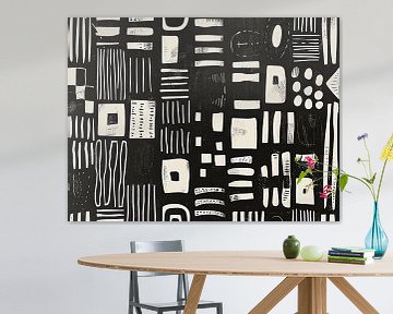 Moderne zwart-wit minimalistische kunst van haroulita