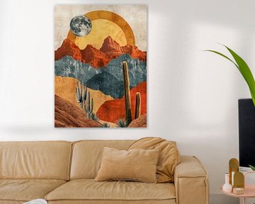 Boheemse woestijn met maan en zon van haroulita
