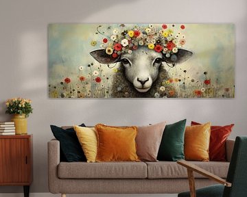 Painting Sheep Nature by Abstract Painting