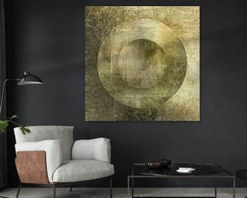 Modern Abstract in minimalisme. Goud, groen, brons. 8 van Alie Ekkelenkamp
