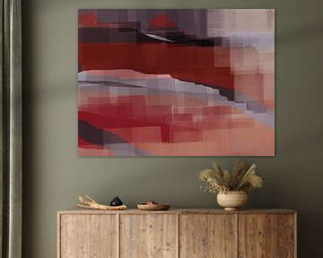 Modern abstract art. Landscape in taupe, lilac and terra II by Dina Dankers