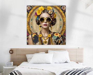 Porträt einer Frau mit Blumen von Dennisart Fotografie