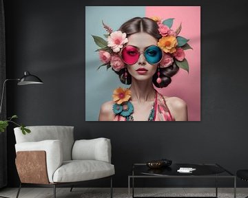 Portrait of a woman with flowers by Dennisart Fotografie