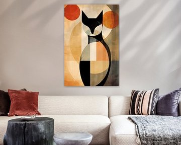 Bauhaus-inspirierte Katze: Erdige Farbtöne von Lisa Maria Digital Art