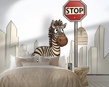 Zebra op het Zebrapad | Cartoon van Karina Brouwer