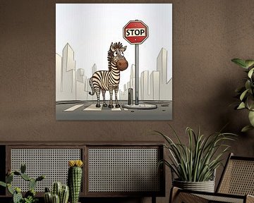 Zebra op het Zebrapad | Cartoon van Karina Brouwer