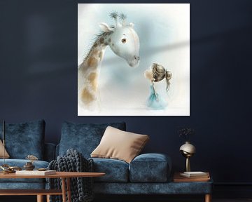 La fille et la girafe - 2 | Chambre d'enfant sur Karina Brouwer