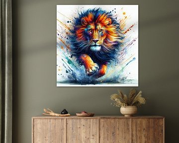 Leeuw komt uit het doek van GraphicDesigner.G-AI