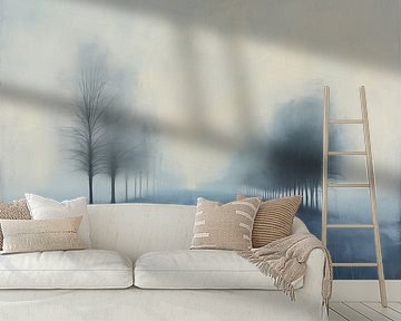 Foggy country road abstract blue