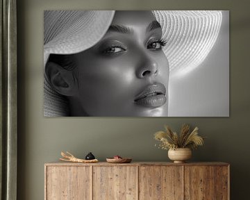 Panorama d'une femme africaine avec un chapeau blanc sur TheXclusive Art