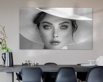 Frau mit weißem Hut Panorama von TheXclusive Art