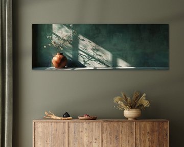 Jade Serenity Een Luxe Stilleven van Oosters Groen panorama van Digitale Schilderijen