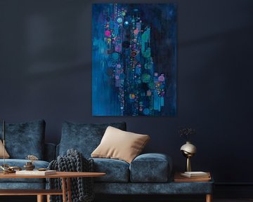 Modern abstract in blauw, roze en paars van Studio Allee