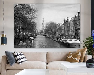 Prinsengracht  met de Westerkerk in Amsterdam