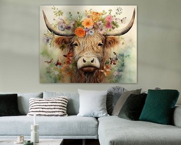 Peinture d'une vache colorée sur Peinture Abstraite