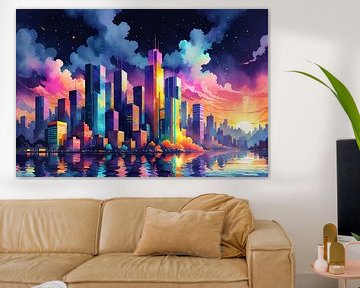 Skyline & Cityscape: Neon Nights by Artsy Inventor