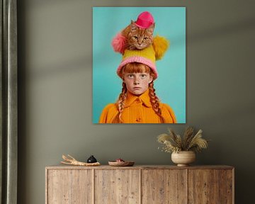 Colourful portrait "Cat love" by Studio Allee