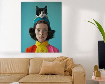 Colourful portrait "Cat love" by Studio Allee