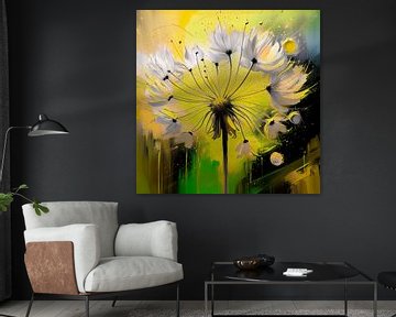Abstracte dandelion/uitgebloeide paardenbloem met pluis van Studio Pieternel